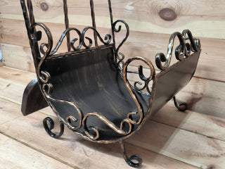 Hand Forged Fireplace Tool Set with Firewood Holder