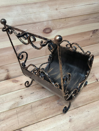 Hand Forged Fireplace Tool Set with Firewood Holder