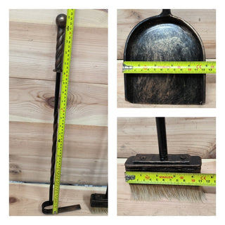 Forged fireplace tools set, Firewood holder, Fireplace poker, Shovel, Broom, Hand Forged, Fireplace Gift