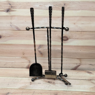 Forged fireplace tools set, Fireplace stand, Fireplace poker, Shovel, Broom, Hand Forged, Fireplace Gift