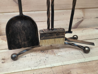 Forged fireplace tools set, Fireplace stand, Fireplace poker, Shovel, Broom, Hand Forged, Fireplace Gift