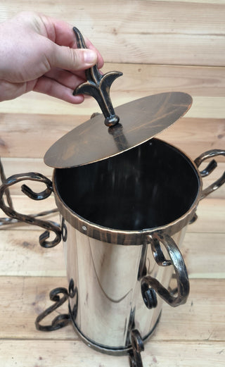 Hand Forged Fireplace Tool Set: Ash Bucket, Poker, Shovel, Broom