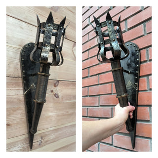 Wrought Iron Torch Wall Sconce: Medieval Style Light