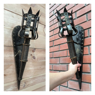 Wall sconce, Metal wrought iron sconce, Torch wall lamp, Medieval style light fixture