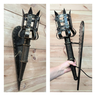 Wrought Iron Torch Wall Sconce: Medieval Style Light