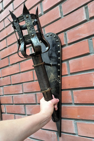 Wrought Iron Torch Wall Sconce: Medieval Style Light