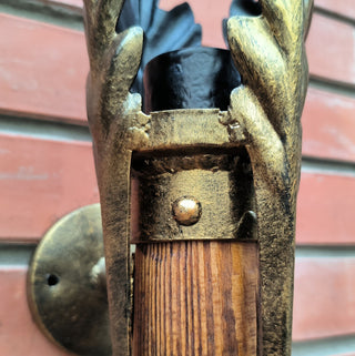 Handmade Wrought Iron Wall Sconce: Bronze Torch Light Fixture