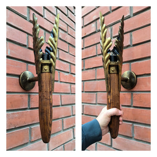 Handmade Wrought Iron Wall Sconce: Bronze Torch Light Fixture