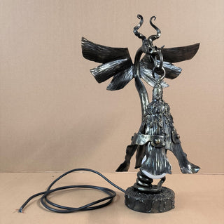 Handmade Metal Dragon Table Lamp: Fantasy Accent Light