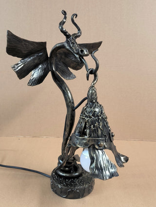 Handmade Metal Dragon Table Lamp: Fantasy Accent Light