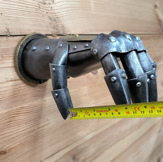 Handmade Knight Hands Axe Holder: Iron Wall Decor