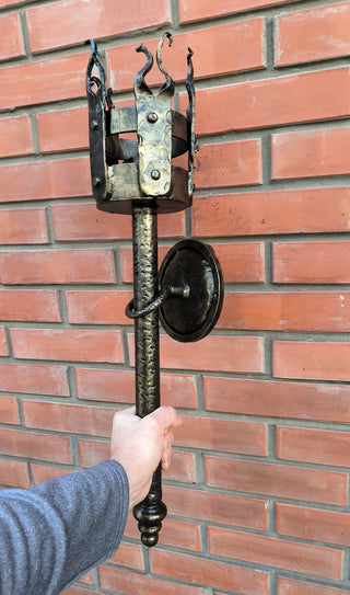Hand Forged Metal Viking Torch Wall Sconce