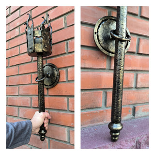 Hand Forged Metal Viking Torch Wall Sconce