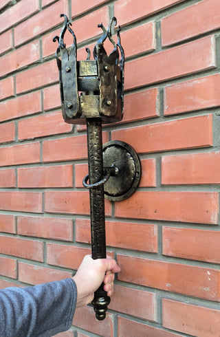 Hand Forged Metal Viking Torch Wall Sconce