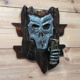 Handmade Skull Wall Sconce: Halloween Scream Lighting