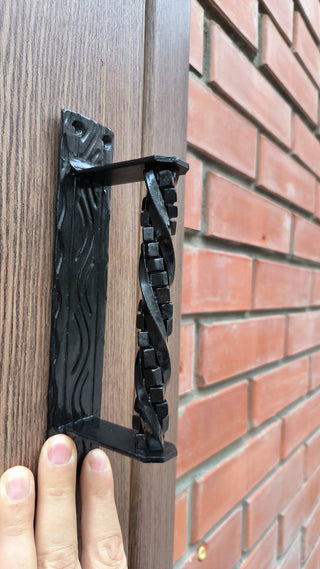 Hand Forged Wrought Iron Door Handle: Barn Door Decor