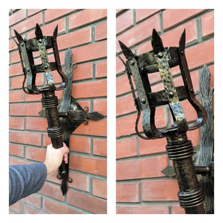 Metal wrought iron sconce, Torch wall lamp, Medieval style light fixture