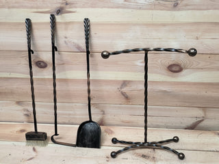 Forged fireplace tools set, Fireplace stand, Fireplace poker, Shovel, Broom, Hand Forged, Fireplace Gift