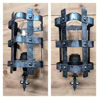 Handmade Wrought Iron Wall Sconce: Medieval Style Outdoor Lighting