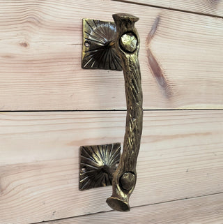 Hand Forged Barn Door Handle: Gold Metal Branch Door Pull