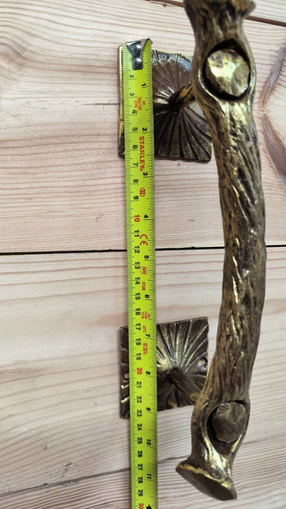 Hand Forged Barn Door Handle: Gold Metal Branch Door Pull