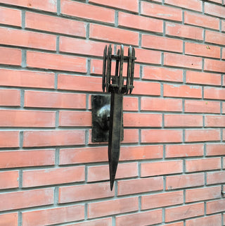 Hand Forged Wrought Iron Wall Sconce: Medieval Viking Torch Lantern