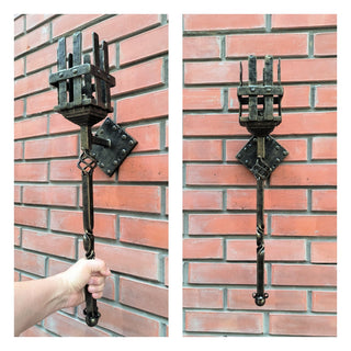Hand Forged Bronze Wall Sconce: Medieval Style Accent Light