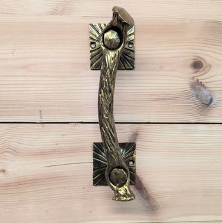 Hand Forged Barn Door Handle: Gold Metal Branch Door Pull