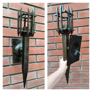 Hand Forged Wrought Iron Wall Sconce: Medieval Viking Torch Lantern
