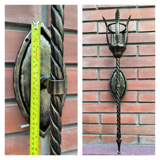 Handmade Metal Torch Wall Sconce: Gothic Medieval Lighting