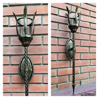 Handmade Metal Torch Wall Sconce: Gothic Medieval Lighting