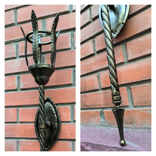 Handmade Metal Torch Wall Sconce: Gothic Medieval Lighting
