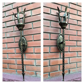 Handmade Metal Torch Wall Sconce: Gothic Medieval Lighting