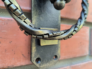 Hand Forged Wrought Iron Door Knocker: Grape Vine Ring Handle