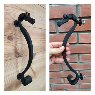 door handle, horse door handle, cabinet handles, metal handle, hand forged handle