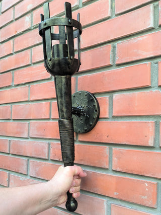 Hand Forged Medieval Wall Sconce: Bronze Accent Light
