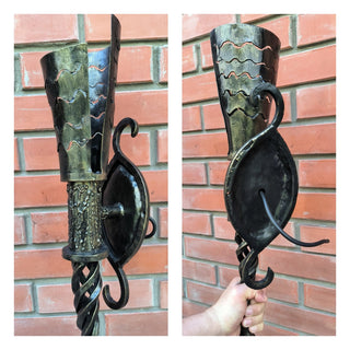 Handmade Metal Torch Wall Sconce: Gothic Medieval Lighting