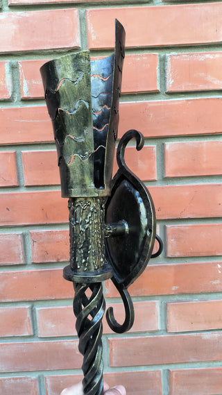 Handmade Metal Torch Wall Sconce: Gothic Medieval Lighting