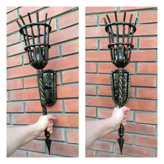 Handmade Forged Wall Sconce: Bronze Accent Light