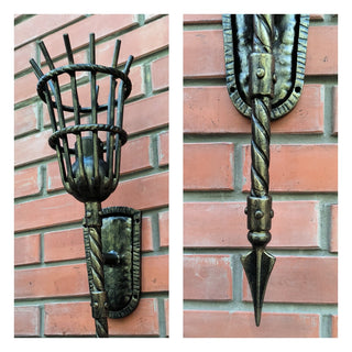 Handmade Forged Wall Sconce: Bronze Accent Light