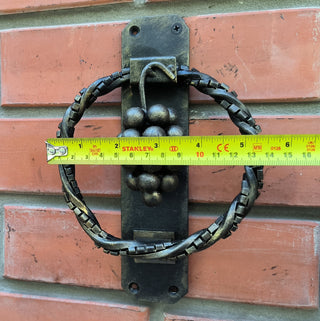 Hand Forged Wrought Iron Door Knocker: Grape Vine Ring Handle