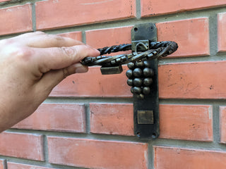 Hand Forged Wrought Iron Door Knocker: Grape Vine Ring Handle