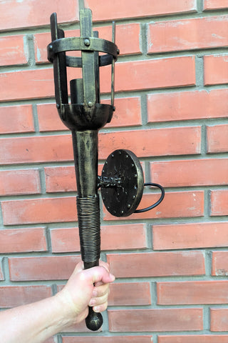 Hand Forged Medieval Wall Sconce: Bronze Accent Light