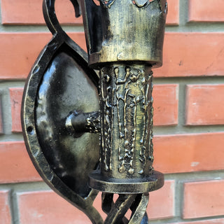 Handmade Metal Torch Wall Sconce: Gothic Medieval Lighting