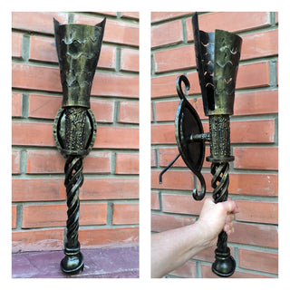 Handmade Metal Torch Wall Sconce: Gothic Medieval Lighting