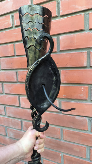 Handmade Metal Torch Wall Sconce: Gothic Medieval Lighting