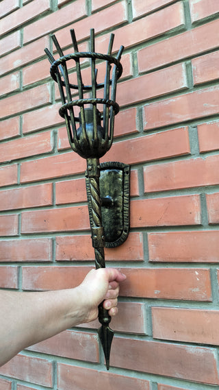 Handmade Forged Wall Sconce: Bronze Accent Light