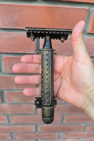 Handmade Razor Blade Door Handle: Metal Barbershop Decor