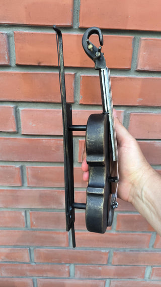 Hand-Forged Wrought Iron Violin Door Handle - Bronze Finish