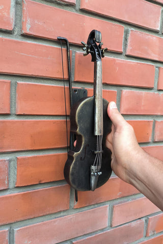 Hand-Forged Wrought Iron Violin Door Handle - Bronze Finish